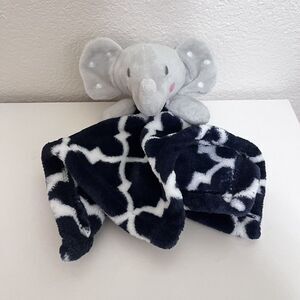 Inf, Inc Gray Elephant Blue Trellis Security Blanket Lovey Lovie Blankie